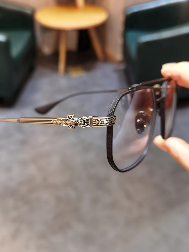 JIANDAN Men and Women Anti-Blue Light Wild Double Beam Irregular Large Frame Glasses Frame Equipped With Myopia Prescription
