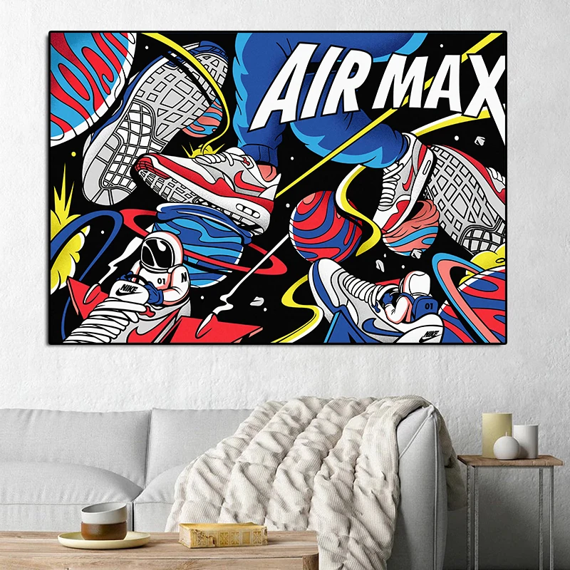 落書きスポーツボード靴スニーカーストリートアートキャンバスプリント絵画ファッション現代壁ピクチャーリビング家の装飾ポスター Painting Calligraphy Aliexpress