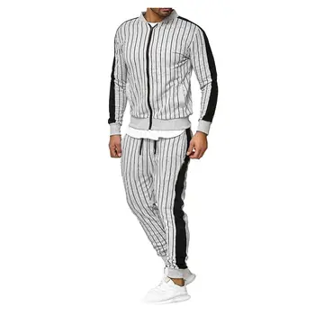 

Sweatshirt Tracksuit Men Sets Autumn Winter Patchwork Striped Top Pants Sports Men Clothing Ropa Deportiva Hombre Dropshipping c