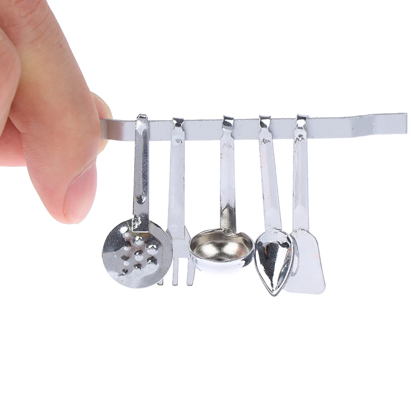8 Mini Vintage Dollhouse Miniatures Tableware Cutlery Cook Tools Rack Fork Spoon Childrens Toy Doll House Simulaiton Kitchen Toys - Цвет: 8