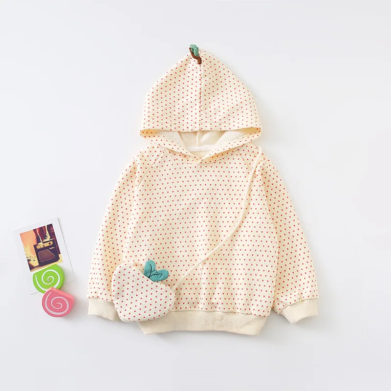 Новое поступление, осенняя одежда в Корейском стиле, толстовка с капюшоном и длинными рукавами, милая сумка для милых маленьких девочек