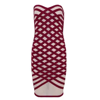 

Top Quality Summer Style Sexy Strapless Striped Bandage Dress 2019 Designer Fashion Party Dress Vestido