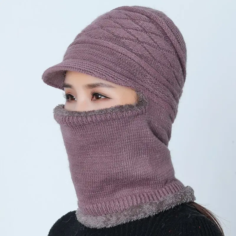 Балаклава женские полосы вязанные шапки кепки маска Gorras теплые зимние шапки для женщин Skullies теплые шерстяные шапочки шапка для мам