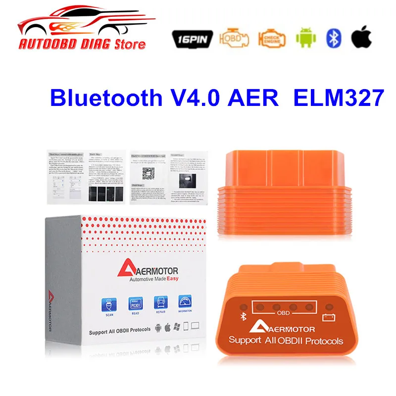 Диагностический сканер OBDII ELM327 Bluetooth V4.0 AER супер мини кодов поддержка нескольких
