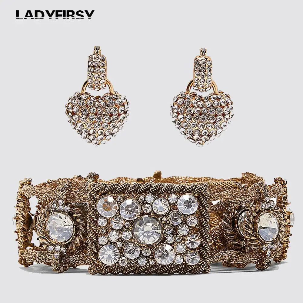Ladyfirsy Vintage Heart Earrings Belts Sets 2019 Newest Charm Girls Party Gift Statement Simulated Pearl Jewelry Wholesale | Украшения и