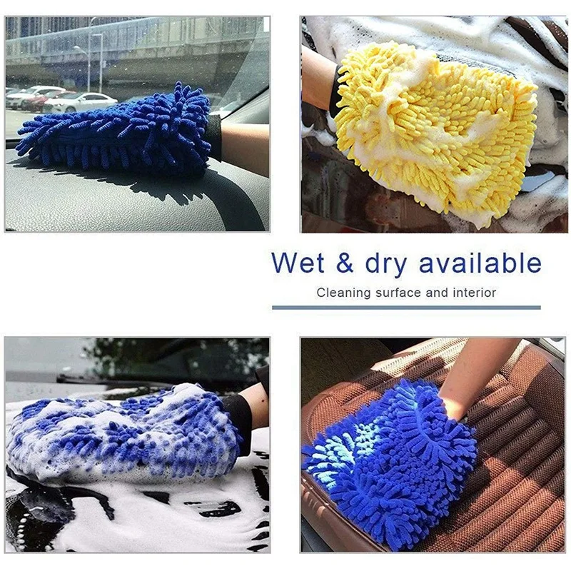 Рукавица для мытья автомобиля-2 шт. Экстра большой размер-зимние водонепроницаемые-рукавицы для мытья-коралловый бархат-перчатки для мытья-без ворса-без царапин(Bl