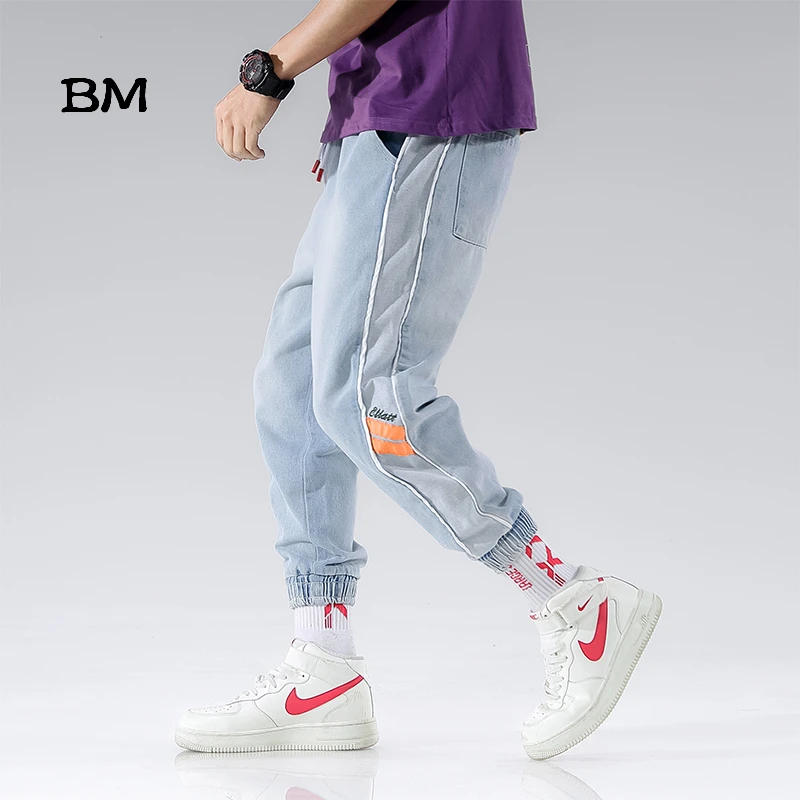 2019 мужские обтягивающие джинсы с боковыми полосками в Корейском стиле модные