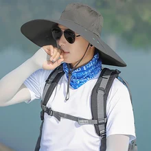 Шляпа с клапаном, наружная Кепка с широкими полями, защита от солнца, ветрозащитная быстросохнущая маска для лица с ушками на шее, Рыбацкая Панама