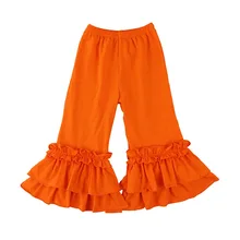 Детские брюки-колокольчики на Хэллоуин, костюм для малышей оранжевые брюки с оборками для девочек Леггинсы для девочки Детские Зимние одежда