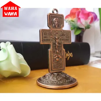 

Zinc Alloy Crucifix Jesus Christian Holy Statues Crafts Cross Figurines Classical Car Ornament Home Religious Decor Accessories