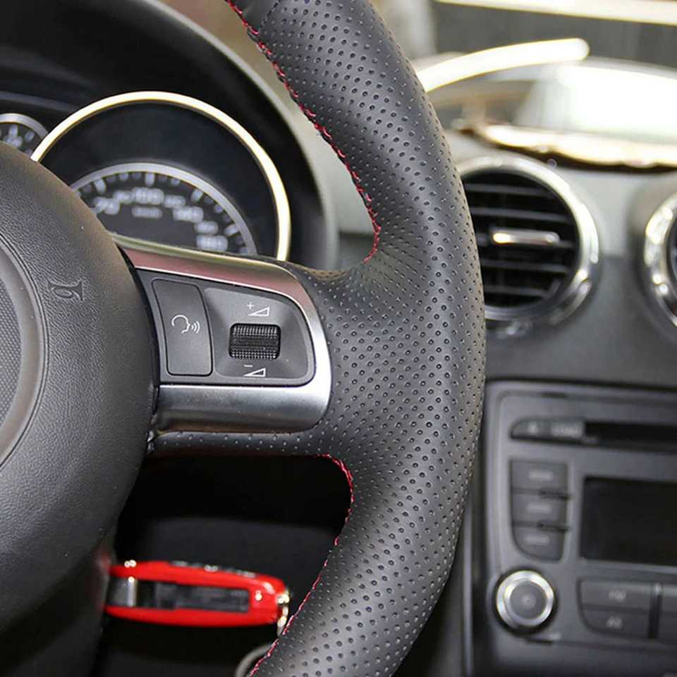 DIY черные чехлы на руль из искусственной кожи для AUDI TT 2008-2013 R8 TTS 2011-2013