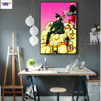 

Dragon Ball Super Saiyan Son Goku Cartoon Frameless Decorative Picture Creative Living RoomBackground Wall Hang Picture X2452