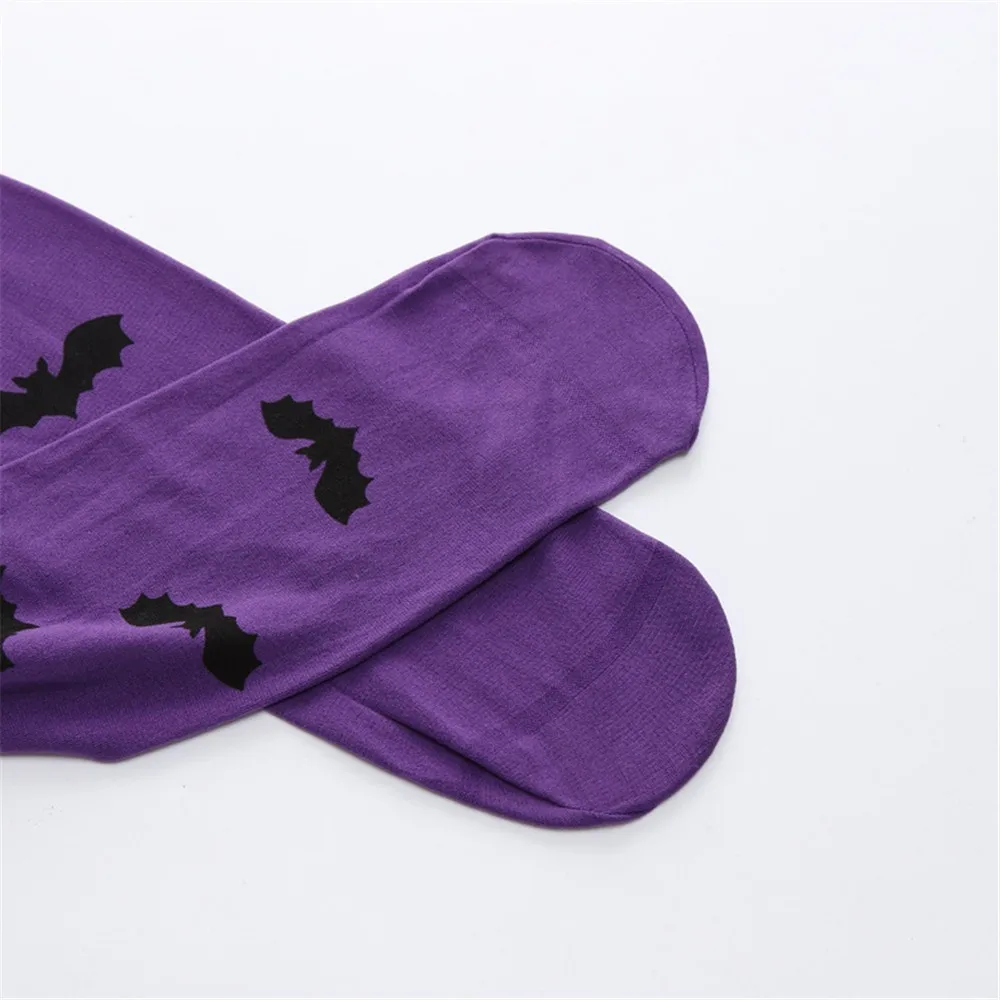Женские носки skarpetki calcetines, забавные женские носки с принтом летучей мыши на Хэллоуин, Длинные хлопковые носки, носки для женщин