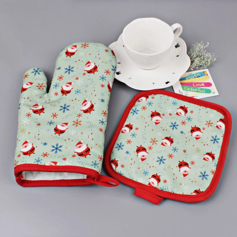 2 шт. праздничные перчатки для микроволновой печи модные Санта Клауса