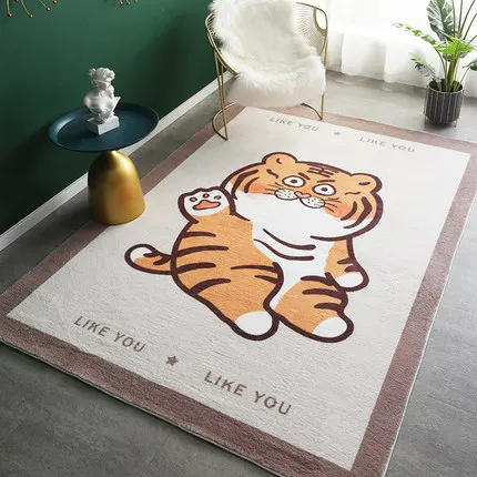 

Rectangular Non-Slip Carpet for Living Room and Bedroom, Soft Cartoon Tiger Carpet