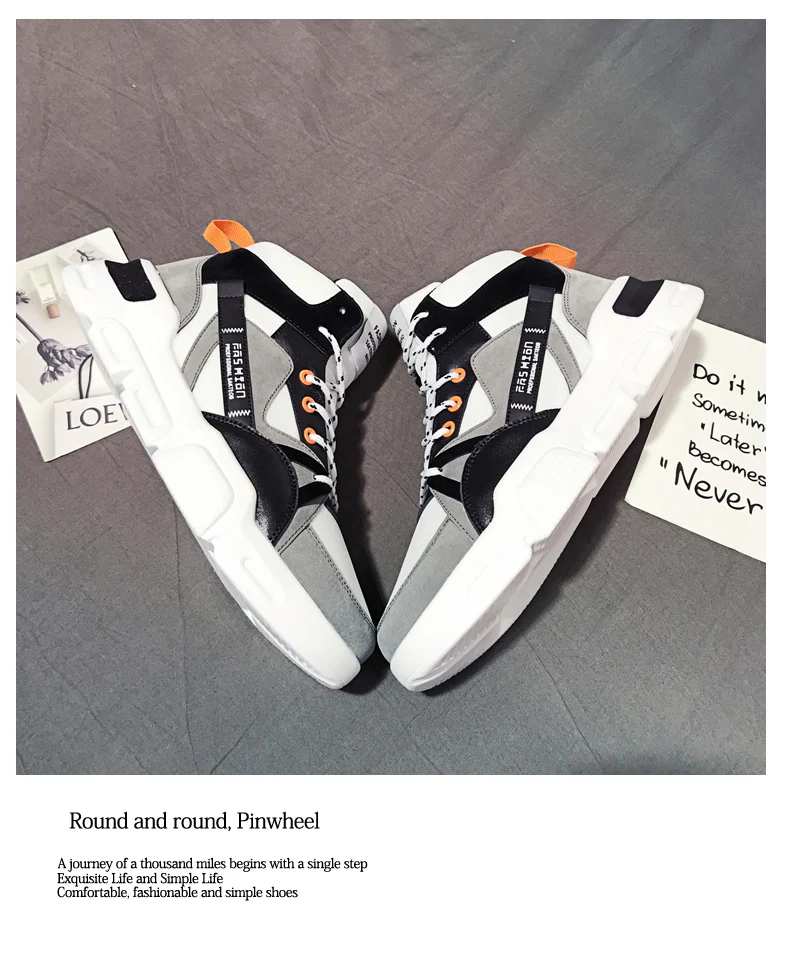 Leader Show Men Walking Shoes Lace-up Korean Version Of The high-top Shoes Trend Sport Shoes Zapatillas Hombre Men Sneaker