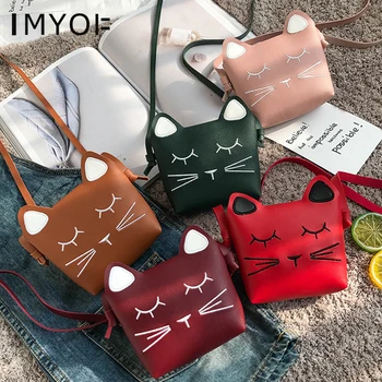 

New Lovely Children One Shoulder Bags Coin Purse PU Leather Cute Cat Girls Princess Crossbody Bag Mini Baby Boys Kids Handbag