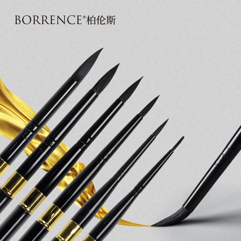 BORRENCE Artist Black Swan Portable Watercolor Brush Round Point Aluminum Penholder Squirrel Hair Paint Brush Sketching Painting pebeo artist 24 12 colors portable travel solid watercolor paints set with water color brush pen for paint art drawing supplies