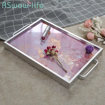 

European Glass + Metal Trays Living Room Decoration Creative Decorations Jewelry Storage Trays Food Tray Home Serving Tray