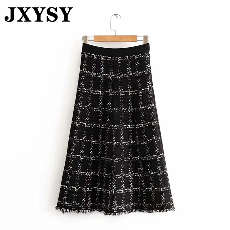 JXYSY юбка женская faldas mujer moda, английский стиль, элегантная, с кисточками, высокая талия, Вязанная, миди юбки, женская одежда