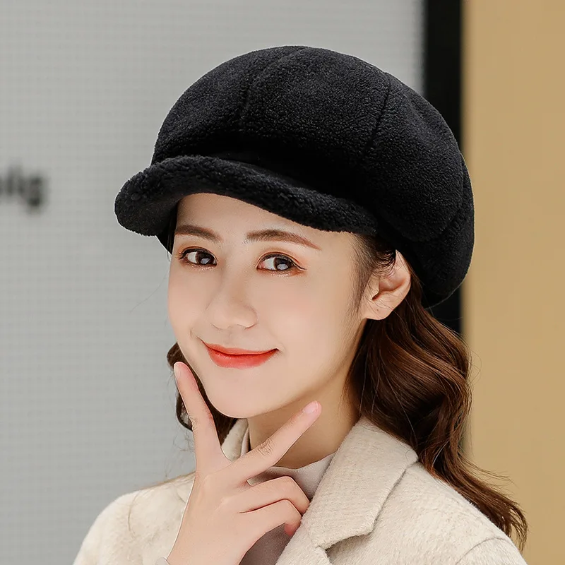 Cashmere Lady Beret Hat Lamb Velvet Beret Cap For Women Fashion Female