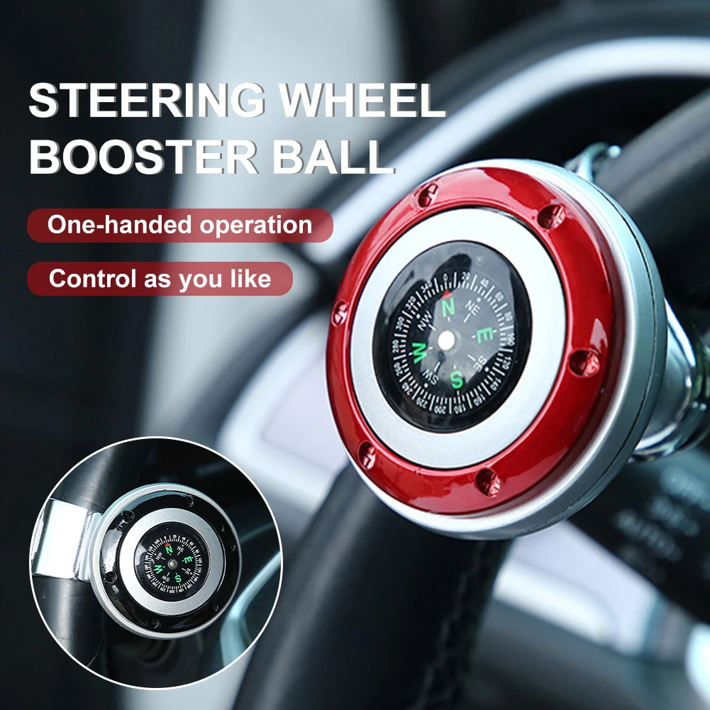 Turning Steering Wheel Spinner Knob 360 Degree Rotation Metal Bearing Power Handle Ball Shaped Booster Universal Fit Black