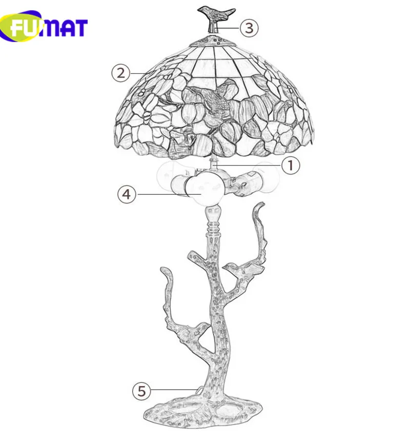 FUMAT Tiffanylamp настольные лампы Pteris Staiend стеклянный абажур для спальни прикроватные лампы светодиодный домашний арт-деко Свадебный Настольный светильник