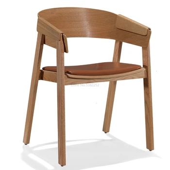 

Dining chair simple backrest soft bag chair creative home curved wood designer chair curved bench