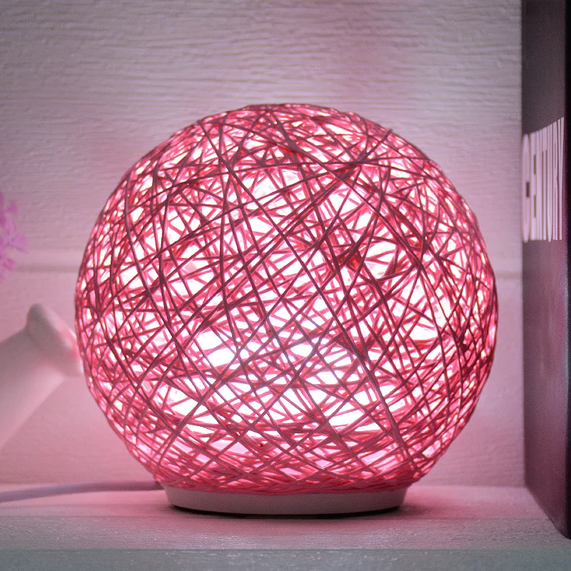 pink Светодиодный сенсорный Ночной светильник sepak takraw с питанием от USB, креативный светильник для детской спальни, гостиной, декоративный ночной Светильник из ротанга - Испускаемый цвет: pink