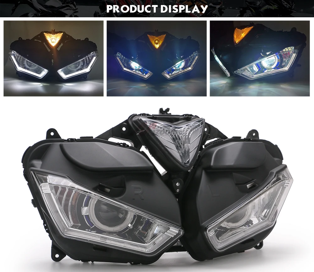 Для YAMAHA YZF R25 R3 мотоцикл полный светодиодный головной фонарь демон глаз HID проектор фары YZF-R25 R3 HID Ангел глаз 2013