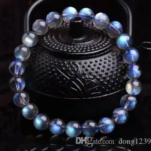 10 мм натуральный светильник, синий кристалл, браслет из бисера