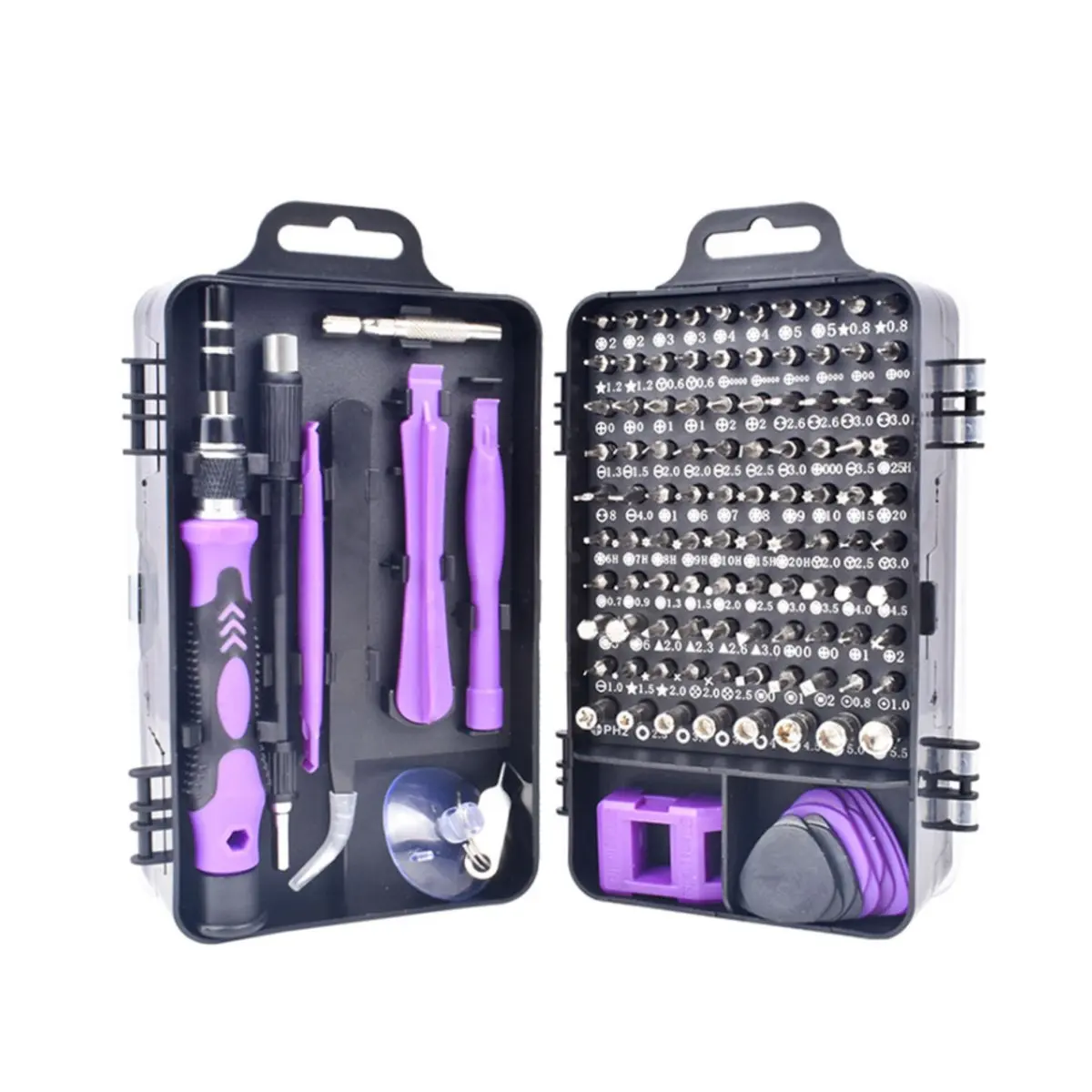 Purple 115 в 1 Набор прецизионных отверток, Магнитный DIY отвертка с ручкой для гальванических ПК, компьютера, телефона, инструмент для ремонта, 2 цвета - Цвет: Purple