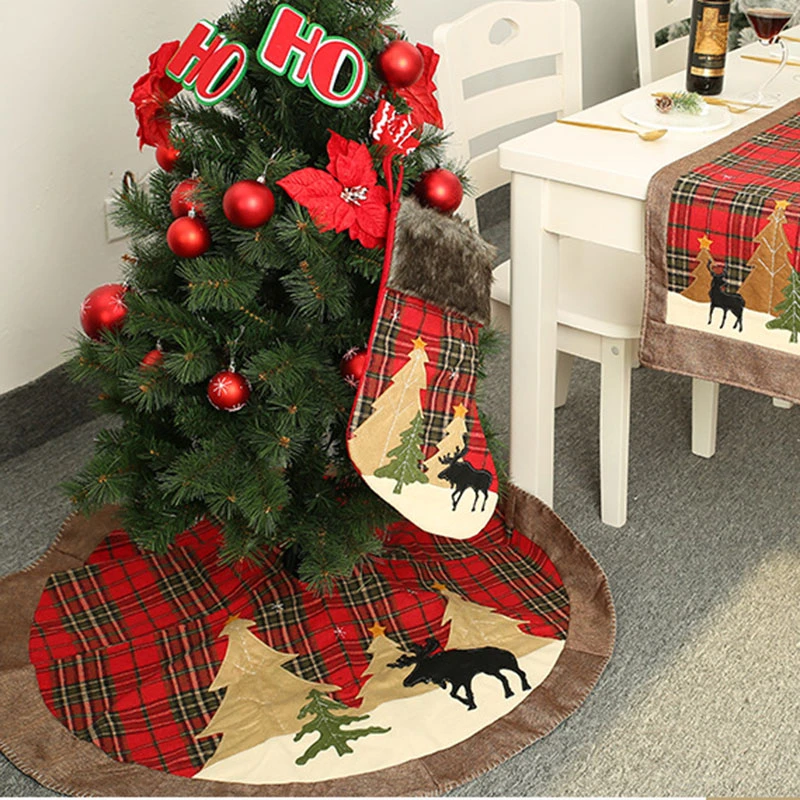 Grid Christmas Tree Skirt Red Plaid Christmas Tree Decorations Christmas Decorations For Home Reindeer Tree Mat New Year Decor Tree Skirts Aliexpress