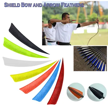 

50Pcs 3/4/5" Shield Cut Archery Fletches Arrow Feathers Turkey Feather Hunting Arrow Accessories Double-sided Adhesive Or Puller
