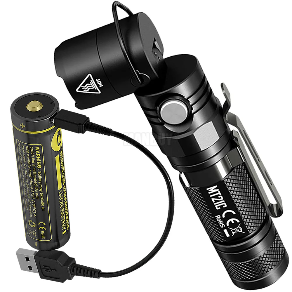 2020 NITECORE MT21C with USB Port Rechargeable 18650 Battery 90Degree Adjustable LED Flashlight Outdoor EDC Torch FREE SHIPPING