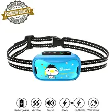 Colar recarregável do cão e do colar do colar de choque com vibração do sinal sonoro safeno humano remoto anti coleira da casca para o cão médio pequeno grande