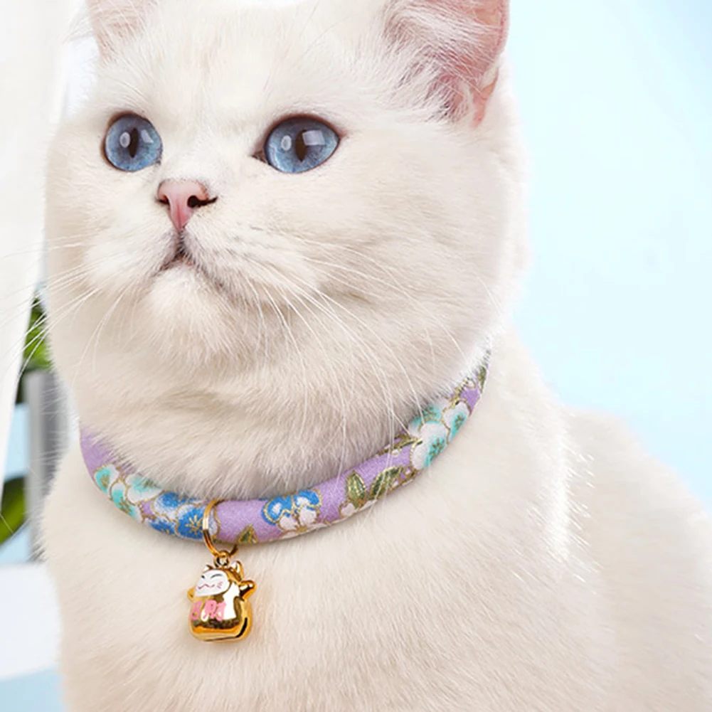 Love Pet Dog Puppy Kitten Adjustable Flower Print Bell Collar Soft Durable Necklace Neck Strap Pet Supplies