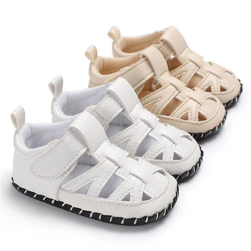Новорожденный мальчик младенец летние белые сандалии Мягкая резиновая подошва на открытом воздухе удобные повседневные кроссовки для малышей