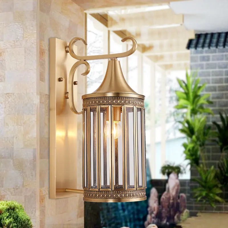 American Copper Wall Lamp Bedroom Bedside Aisle Study Dining Room Living Room Wall Balcony Outdoor Waterproof Wall Lights japanese style wooden chandelier living room dining table bedroom bedside dining room bar counter nordic style creative d