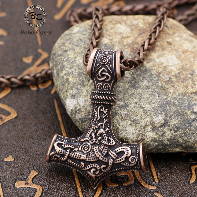 Male Pendant Chain Amulet Norse Jewelry Thor-Hammer Vikings Mjolnir Necklaces Men Scandinavian