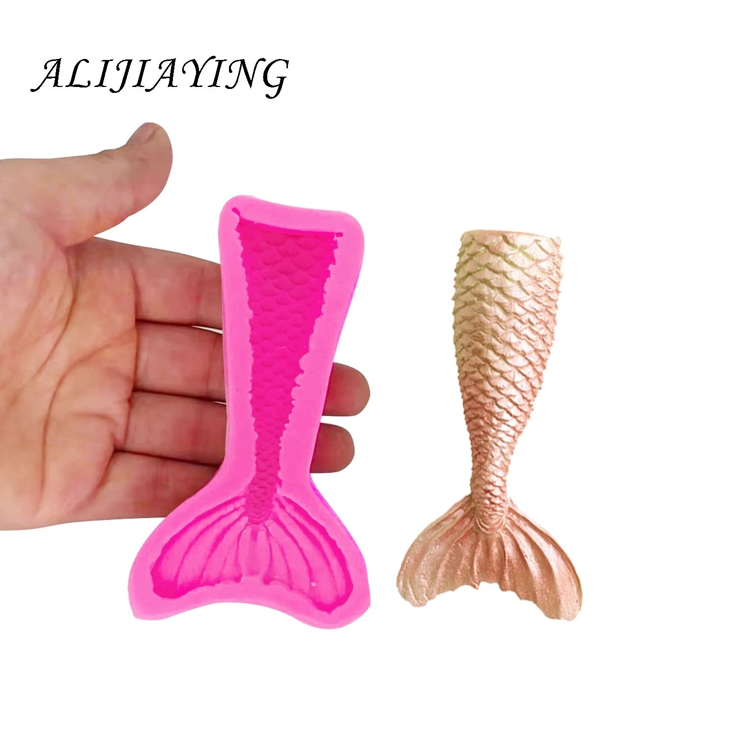 Pink 1412 DIY Mermaid fishtail Fondant Sugarcraft Silicone Mould Cake Decoration Tools Baking chocolate Polymer Clay Resin Mold D1409 - Цвет: Pink 1412