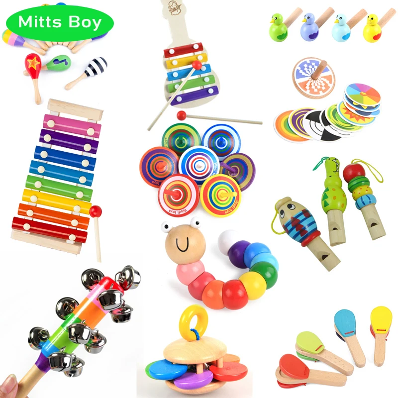 New Baby Educational Toy Wooden Toys Montessori 3D Music Puzzle Hand Bell Early Learning Counting Geometry Gift | Игрушки и хобби