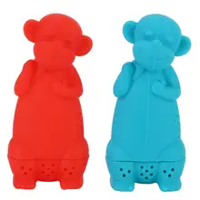 Новинка, 2 шт., Силиконовый Фильтр для заварки чая в форме обезьяны из мультфильма, аксессуары для чая, красный, синий фильтр, чайные инструменты