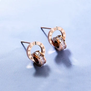 

Fashion H Letter Stud Earrings For Women Trendy Wedding Accessories Crystal Piercing Small Stainless Steel Ear Stud Jewelry Gift