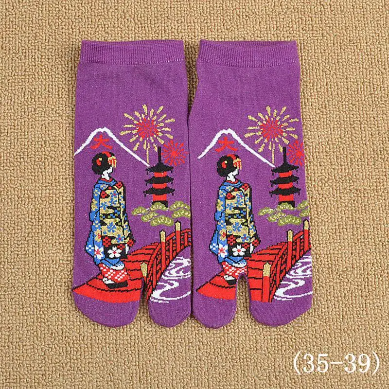 1 пара смешанных хлопковых сандалий ниндзя разных цветов для женщин и мужчин; короткие Вьетнамки средней длины; носки; Кимоно гэта; японский стиль; ZXY9857