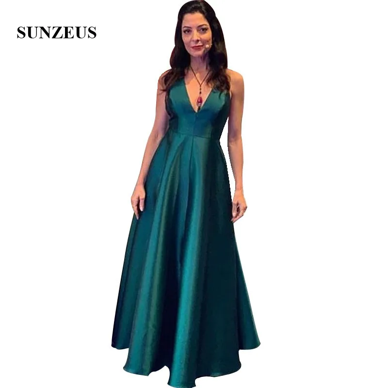 Groen Satijn Moeder Van De Bruid Jurken Eenvoudige Elegante A-lijn V-hals Lange Party Jurken Voor Vrouwen Mouwloze Bruiloft Gast Gown Groen Satijn Moeder Van De Bruid Jurken Eenvoudige Elegante A-lijn V-hals Lange Party Jurken Voor Vrouwen Mouwloze Bruiloft Gast Gown