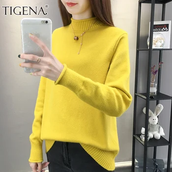 

TIGENA Beautiful Thick Warm Turtleneck Sweater Women 2019 Winter Long Sleeve Knitted Pullover Sweater Female Jumper Women