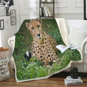 

Leopard Sherpa Blanket Cheetah Blankets For Beds 3D Animal Soft Fluffy Blanket Photography Plush Blanket Bedding