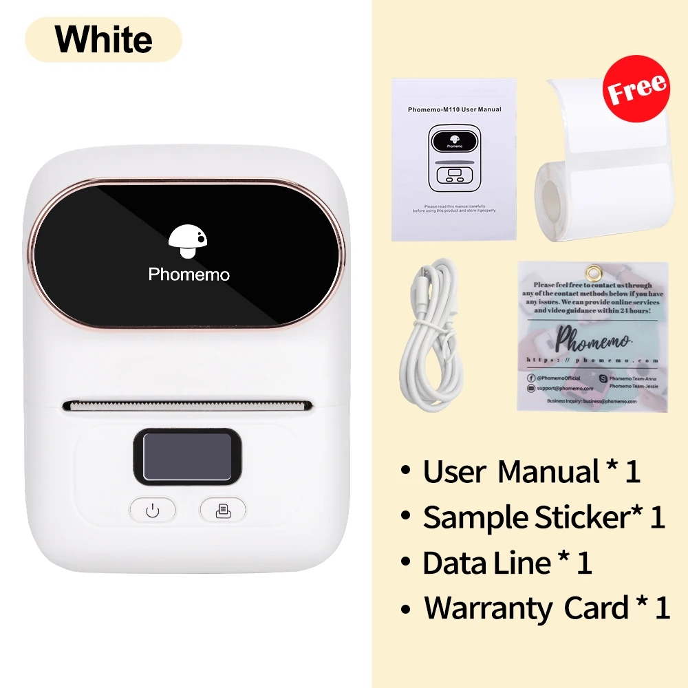 small phone printer Phomemo M110 Mini Portable Thermal Label Printer Multi-function Self-Adhesive Sticker Label Maker Machine for Office Clothes Tag mini handheld printer Printers