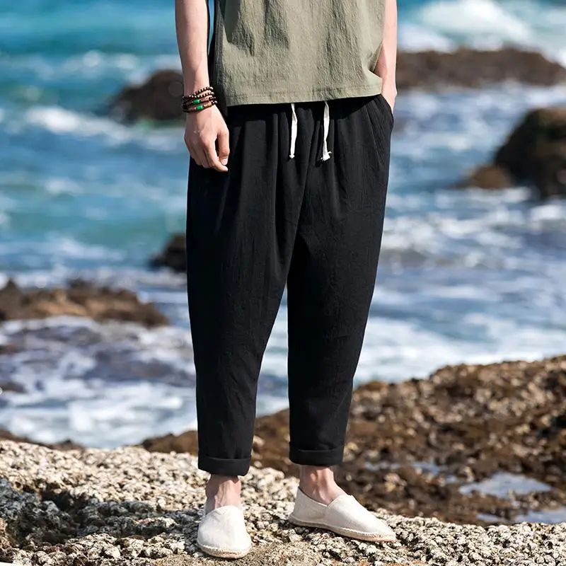 

2018 New Summer Cotton Linen Men Casual Harem Pants Large Size 5XL sweatpants Chinese style Male Trousers A119-1959